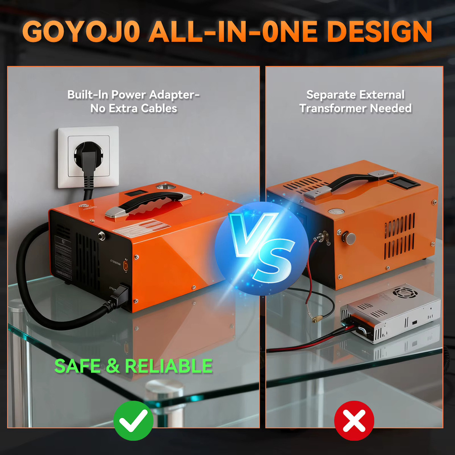 Podofo Tragbarer PCP-Luftkompressor mit Auto-Stopp-Funktion, Ölfreie Hochdruck-Luftpumpe für Luftgewehre, Farbe: Orange - Bild 5