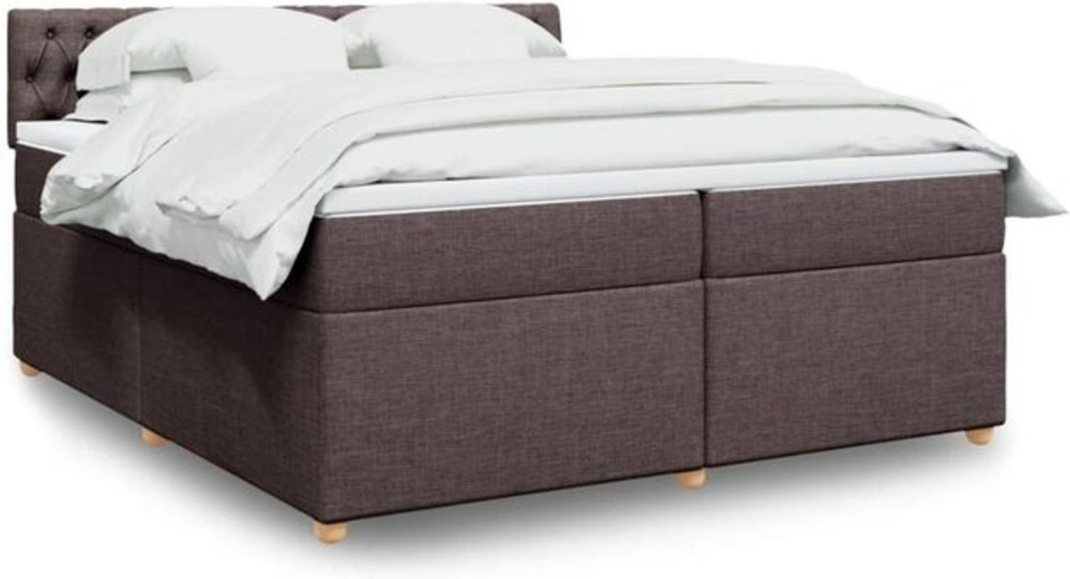 vidaxl Boxspringbett mit Matratze aus Stoff in Braun und Weiß, Modernes Design, B/T/H: 200 x 200 x 100,5 cm - Bild 1