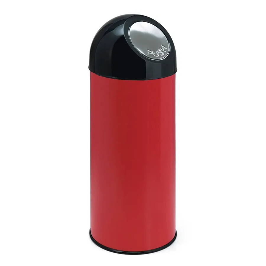PROREGAL Klassischer Abfallbehälter mit Pushdeckel und Inneneimer, Metall, Rot, H x B x T: 84 x 31 x 31 cm - Bild 2