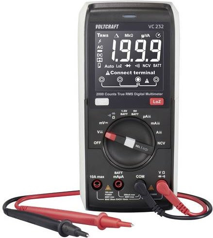 Voltcraft VC232 Digitales Hand-Multimeter True RMS LoZ CAT III 600 V Schwarz (ISO kalibriert, 2000 Counts) - Bild 1