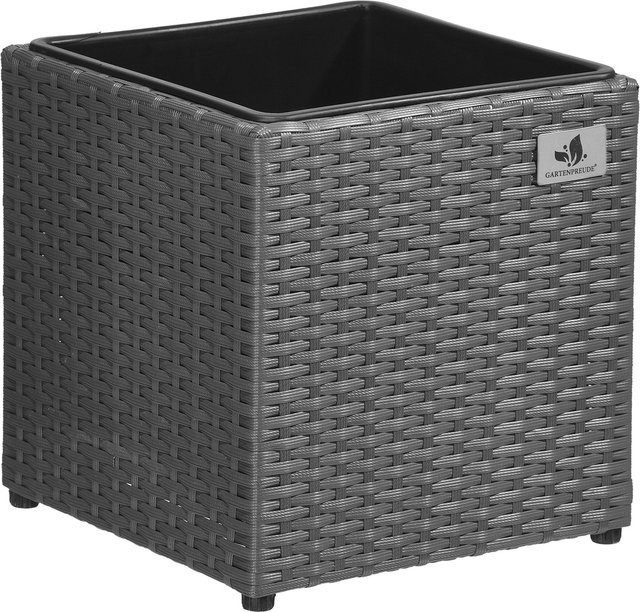 Gartenfreude Pflanzkübel aus Polyrattan in Grau, B/T/H: 28 x 28 x 28 cm - Bild 1