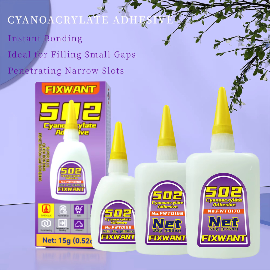 FIXWANT 502 Superkleber Cyanacrylat für Leder, Gummi, Holz, Metall und Kunststoff, schnell trocknend, 3 Stück - Bild 2