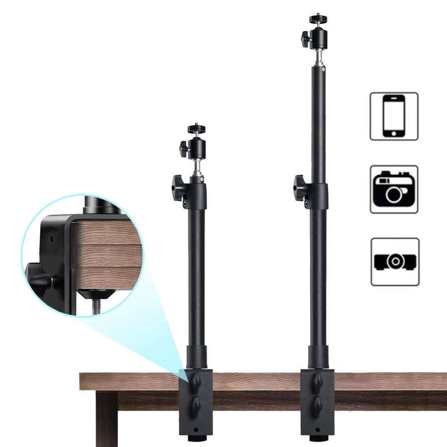 VIKEFON Tischmontageständer für DSLR-Kameras und Lichtstative mit C-Klemme und Kugelkopf in Schwarz - Bild 3