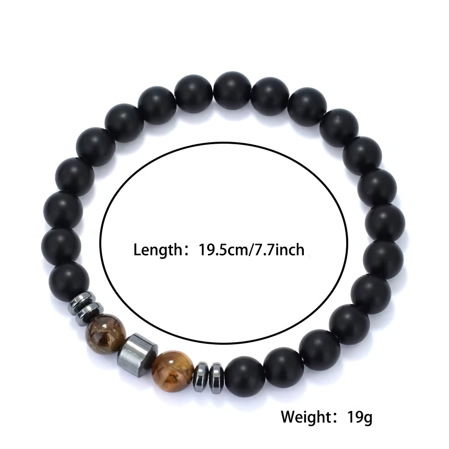 Perlenarmband, Vulkanstein, Tigeraugen, Howlith, Onyx, Schwarz, Unisex - Bild 3