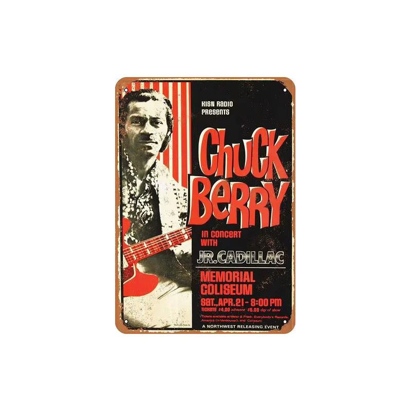 Treasun Chuck Berry in Portland Retro-Metallblechschild Vintage-Kunstposter Multicolour - Bild 2