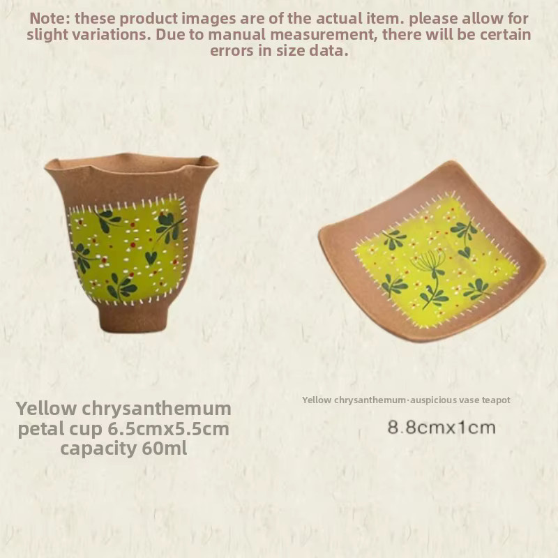 Handbemalte Keramik-Teetasse mit gelben Chrysanthemen im floralen Design, traditioneller chinesischer Kandschlamm-Mundbecher - Bild 5