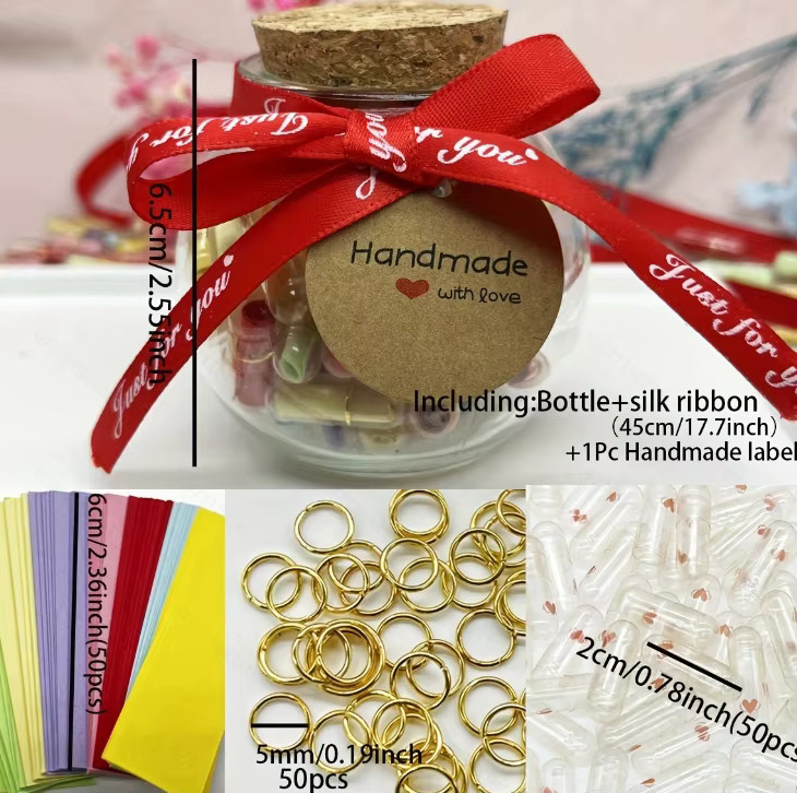 Blaue Nachrichtenkapseln als Liebespillen mit Flasche und Rollenpapier für Hochzeiten, Partys oder zum Valentinstag - Bild 3
