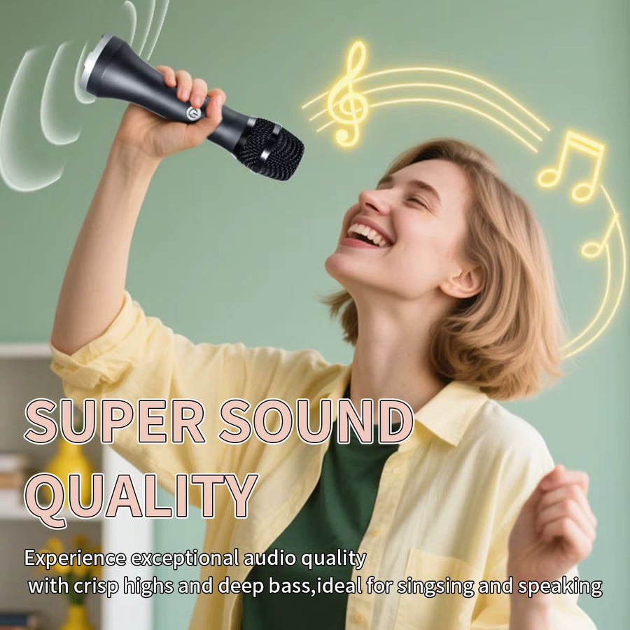 P2MAX Tragbares Karaoke-Mikrofon und Megaphon-Lautsprecher mit 15 W Leistung in Gold - Bild 3
