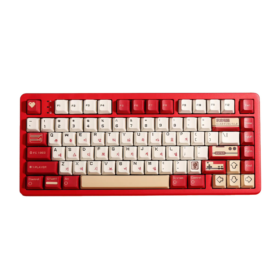 TROVANCO Koreanische Hangul-Tastenkappen im Retro-Design, PBT Material, Kirschprofil für mechanische MX-Switches, Farben: Rot und Weiß - Bild 4