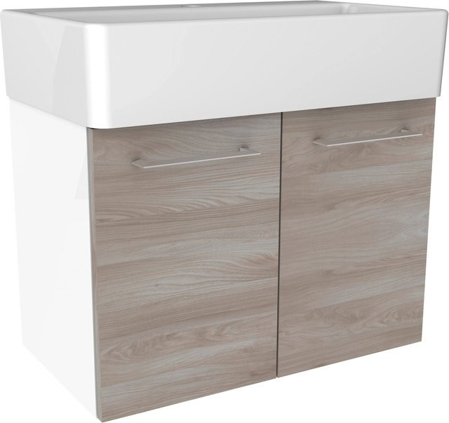 Fackelmann Waschbeckenunterschrank Lima für das Badezimmer mit Soft-Close-Türen, Weiß matt oder Braun, B/H/T: 59,0 x 42,0 x 33,0 cm - Bild 1