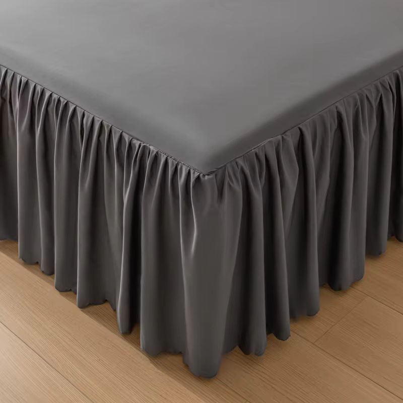 Grauer Bettrock als weiche Tagesdecke und Matratzenschoner im minimalistischen Stil, Breite: 120 cm, Tiefe: 200 cm - Bild 2