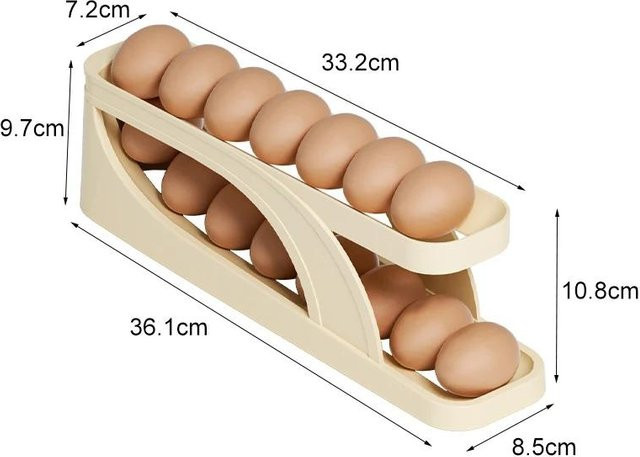 SEEQS Automatischer Eierhalter mit Rollfunktion als Eierkorb und Organizer für den Kühlschrank - Bild 1