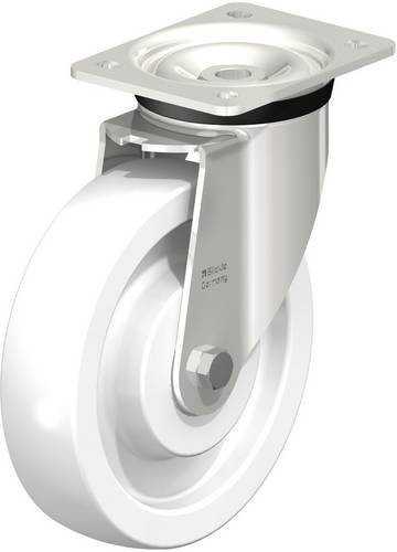 Blickle Lenkrolle LKX-SPO 200XK aus Edelstahl mit weißem Kunststoffrad, Durchmesser: 200 mm, Tragfähigkeit: 800 kg - Bild 1