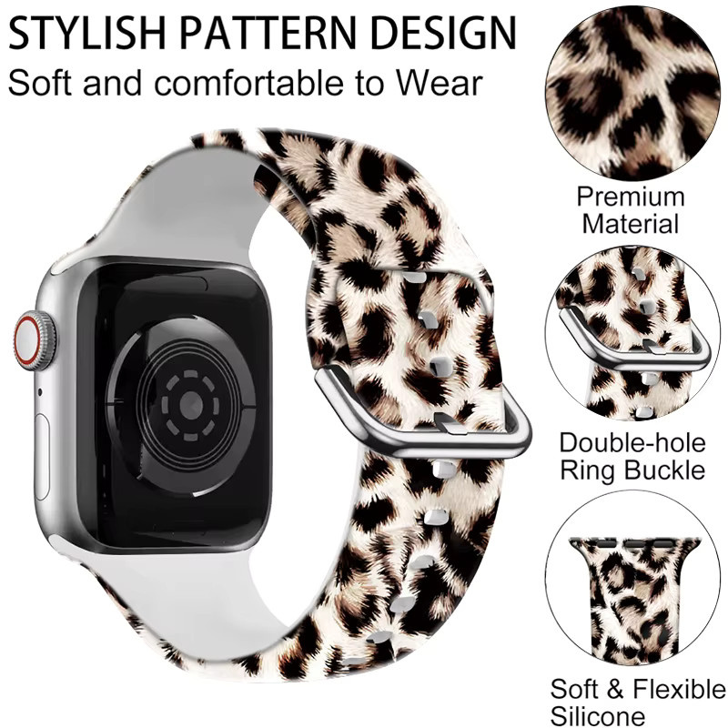 DLIBAND Uhrenarmband Silikon, Leopardenmuster, Bunt, Unisex - Bild 2