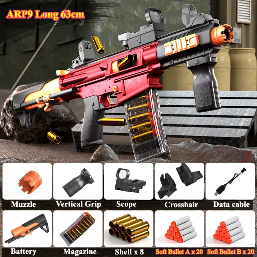 CTMA Spielzeugpistole, ARP9/M416, elektrisches kontinuierliches Abfeuerschale, manueller/automatischer Modus, Rot - Bild 5