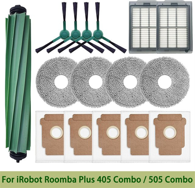 OLOEY Ersatzteil-Set für iRobot Roomba Plus 405 Combo und 505 Combo Roboterstaubsauger in Beige mit Hauptbürsten, Seitenbürsten, Wischtüchern, Filtern und Staubbeuteln - Bild 1
