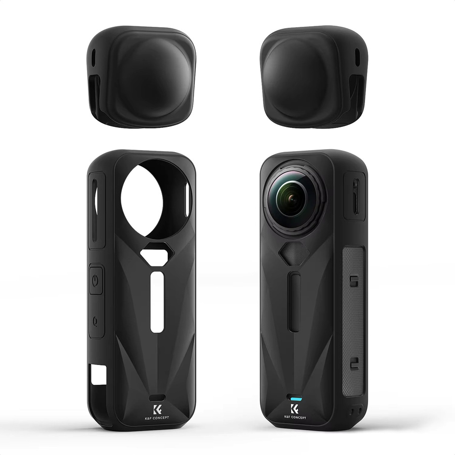 K&F CONCEPT Silikon-Schutzhülle für Insta360 X5 in Schwarz mit Objektivabdeckung und Rundumschutz - Bild 2