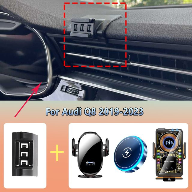 Magnetische 15W Schnellladefunktion Auto Telefonhalterung für Audi Q8 4L in Schwarz - Bild 1