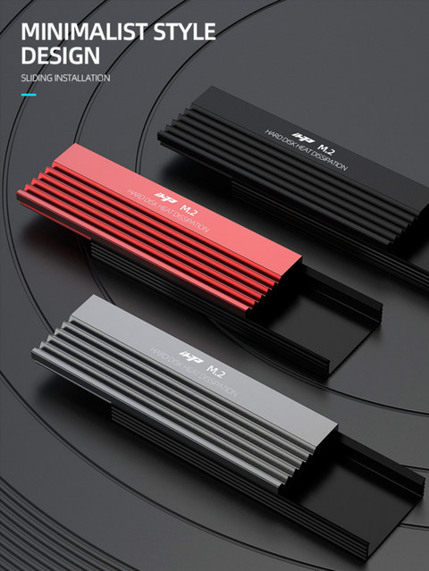 AuyiHomu Minimalistischer M.2 NVMe SSD-Kühlkörper aus Aluminium in Rot mit einfacher Gleitmontage - Bild 1