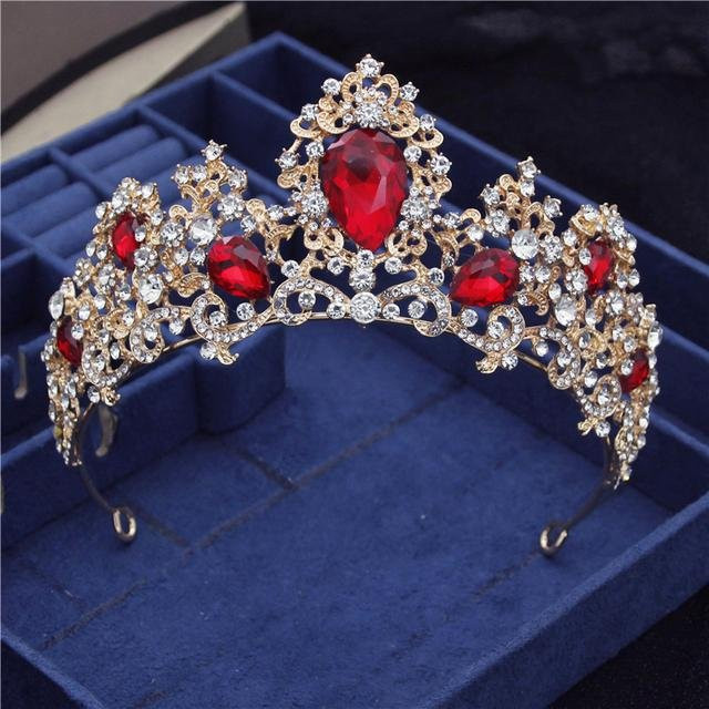 Wucifang Jewelry Diadem, Kristall, Rot, Messing, Damen - Bild 1