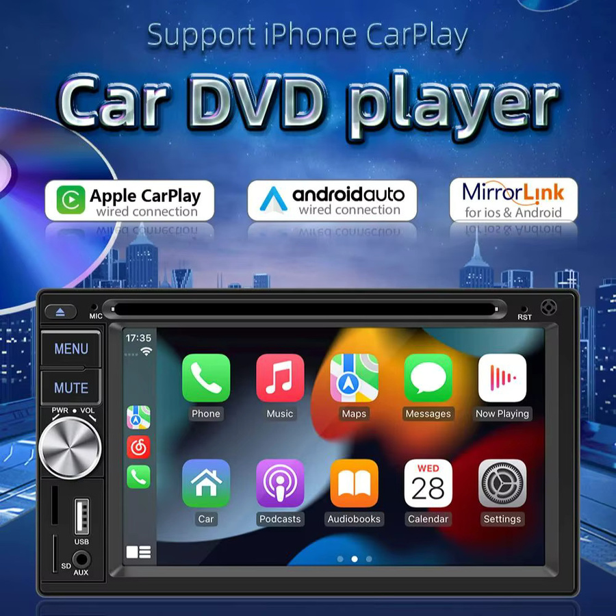 BQCC 2Din Auto-DVD-Player Multimedia-Stereoanlage mit CarPlay, Android Auto, Bluetooth, FM/AM Radio, USB und AUX in Schwarz - Bild 7