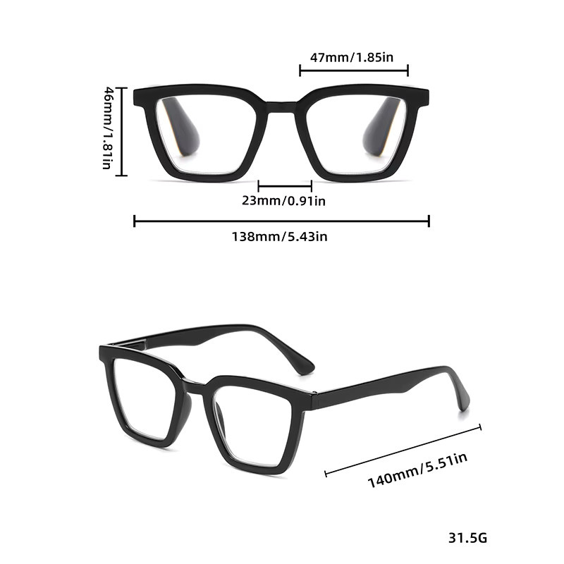 VABBON Lesebrille, quadratisch, Vollrand, Kunststoff, schwarz, Damen, Anti-blau Licht - Bild 3