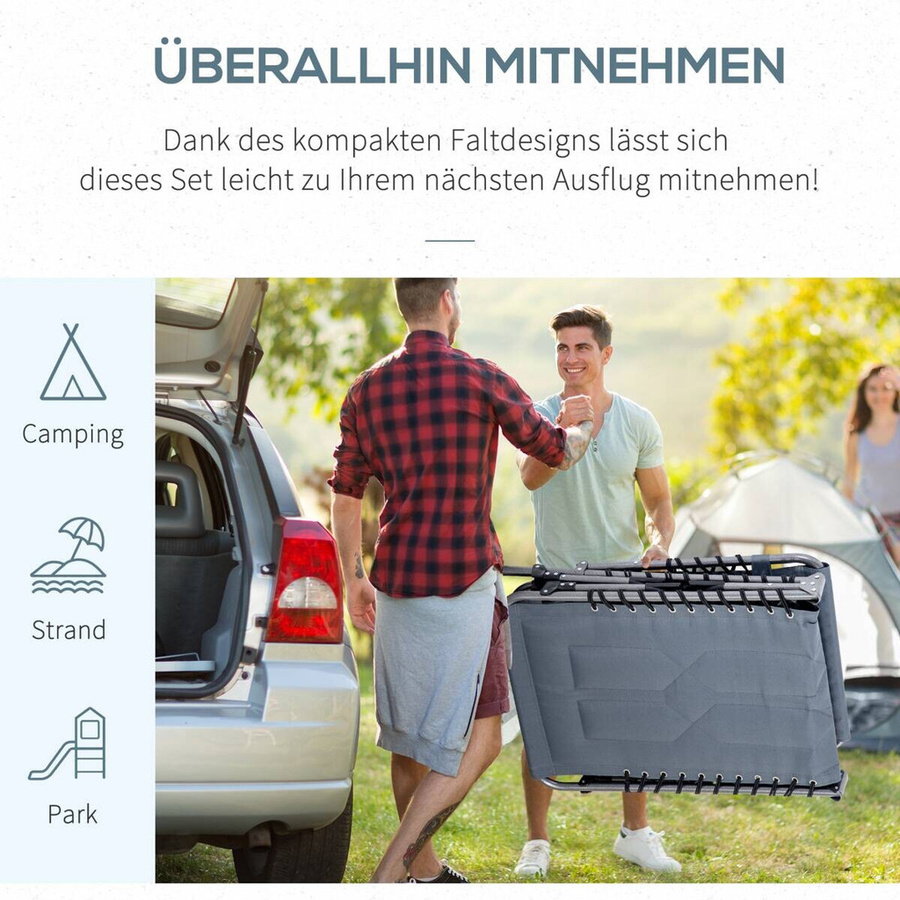 Outsunny Sonnenliege grau aus Textilene und pulverbeschichtetem Stahl mit verstellbarer Kopfstütze, B/H/L: 57 x 30 x 188 cm - Bild 3