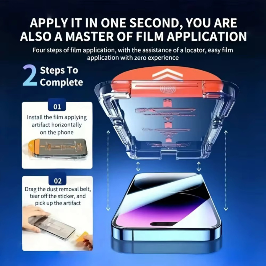 3er-Pack Staubfreier Displayschutz aus gehärtetem Glas für Samsung Galaxy A55 A54 A53 A36 A35 A33 A26 A25 A17 A16 A15 A07 in Transparent - Bild 2