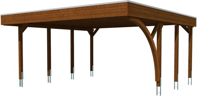SKANHOLZ Carport Friesland mit Einfahrtsbogen aus Fichte in Nussbaum Braun, B: 546 cm, T: 555 cm - Bild 4