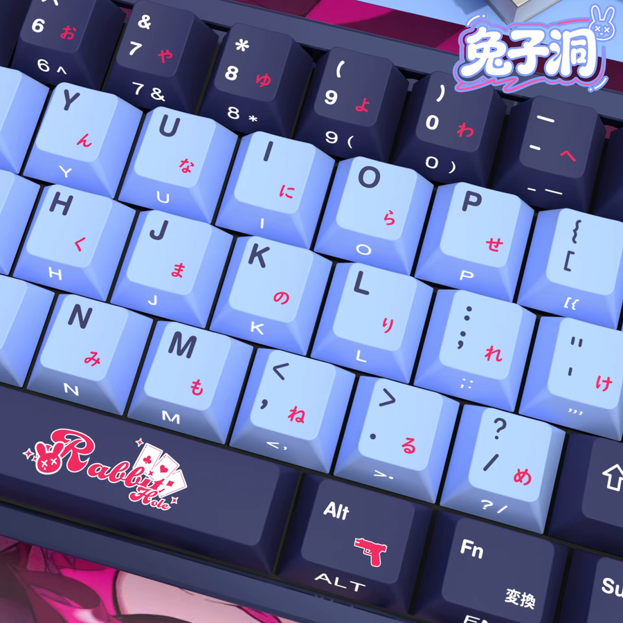 Rabbit Hole PBT Dye-Sub Tastenkappen mit Cherry Profil, transparent und mehrfarbig, graviert für mechanische Tastaturen wie Made68, Mad68 und Wooting 60 - Bild 2