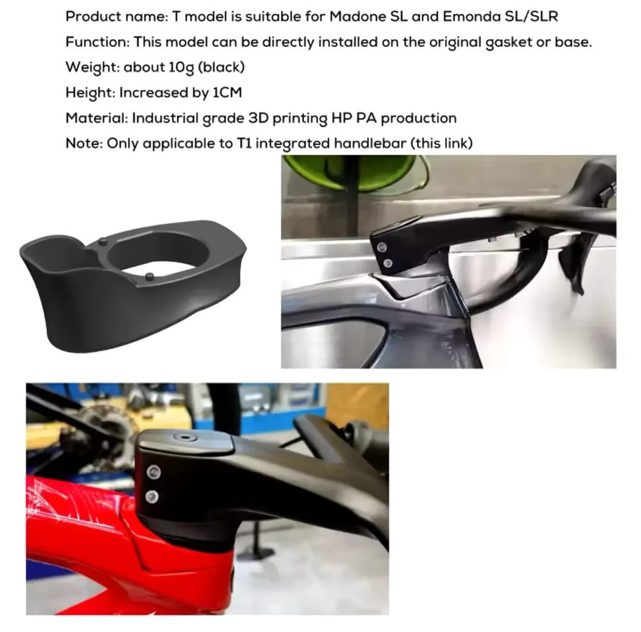 3D-gedruckter Adapter für Madone 8, Emonda, Tarmac und V4RS zur Integration von TheOne Pro T1/T3 Lenkern in Schwarz - Bild 3