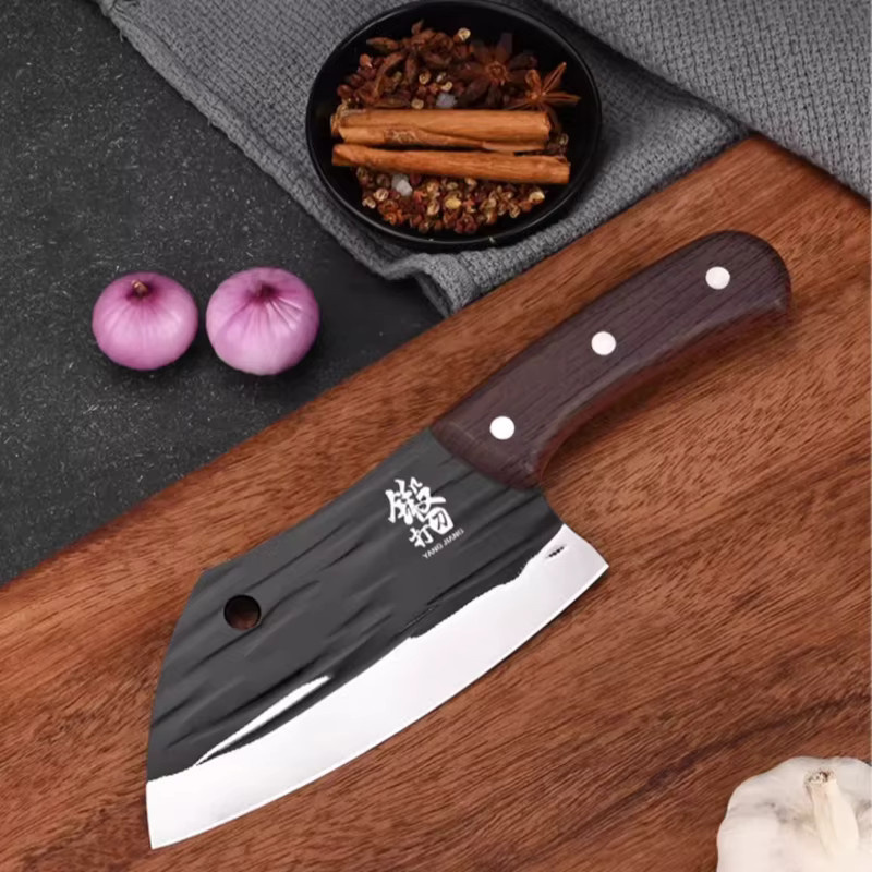 Tragbares Mini-Schneidemesser für Obst und Outdoor-Einsätze in Schwarz mit Holzgriff - Bild 4