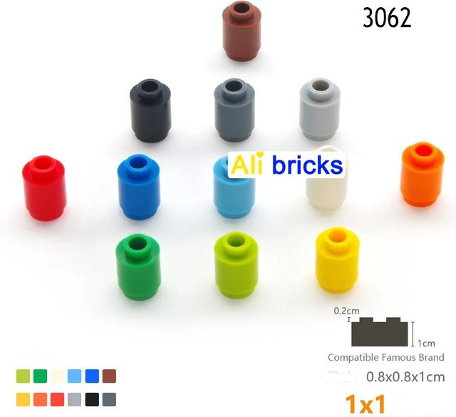 JIAJIALE 1x1 runde Zylindersteine, Technologie-Umschaltverschluss, 50-teiliges Set, Grün - Bild 1