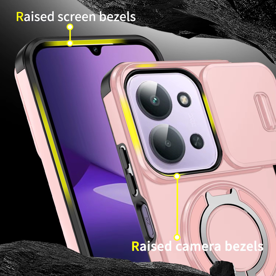 Magnetische Handyhülle mit 360 Grad Rotation und Kameraschutz für Xiaomi Redmi 15C und Redmi 15 5G in Pink und Lila - Bild 3