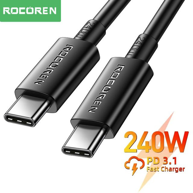 Rocoren USB C auf USB C Kabel 240 W PD3.1 Schnellladegerät und Datenkabel in Schwarz - Bild 1