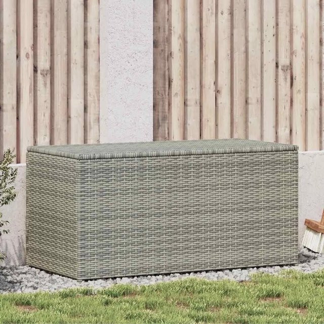 Furnicato Gartenbox aus Poly Rattan in Grau mit pulverbeschichtetem Stahlrahmen, B/T/H: 100 x 50 x 50 cm - Bild 1