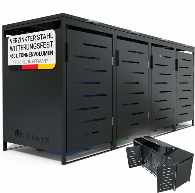 Juskys Mülltonnenbox Arel 4er Set aus Metall in Anthrazit - Bild 3