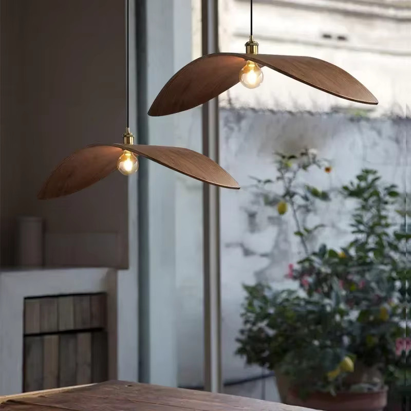Wushiyu Vintage Holz Pendelleuchte in Braun für Esszimmer, Küche und Restaurant - Bild 3