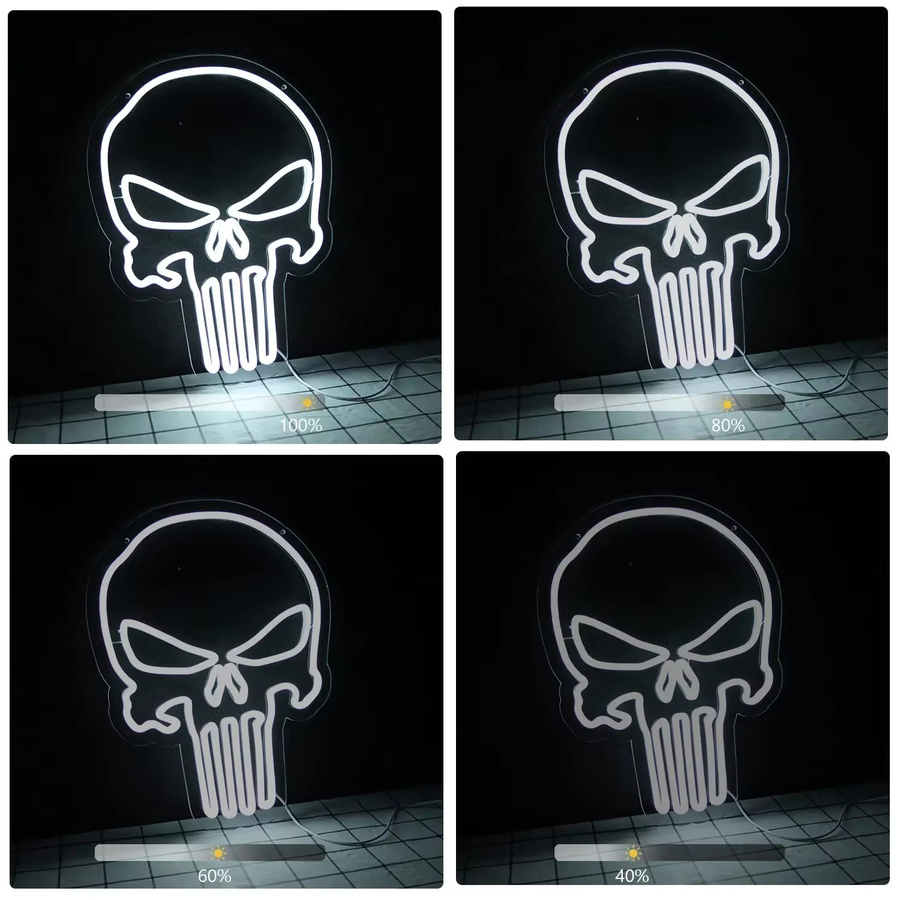Totenkopf Neonlichtschild in Weiß zur Wanddekoration für Bar, Kneipe oder Schlafzimmer - Bild 5