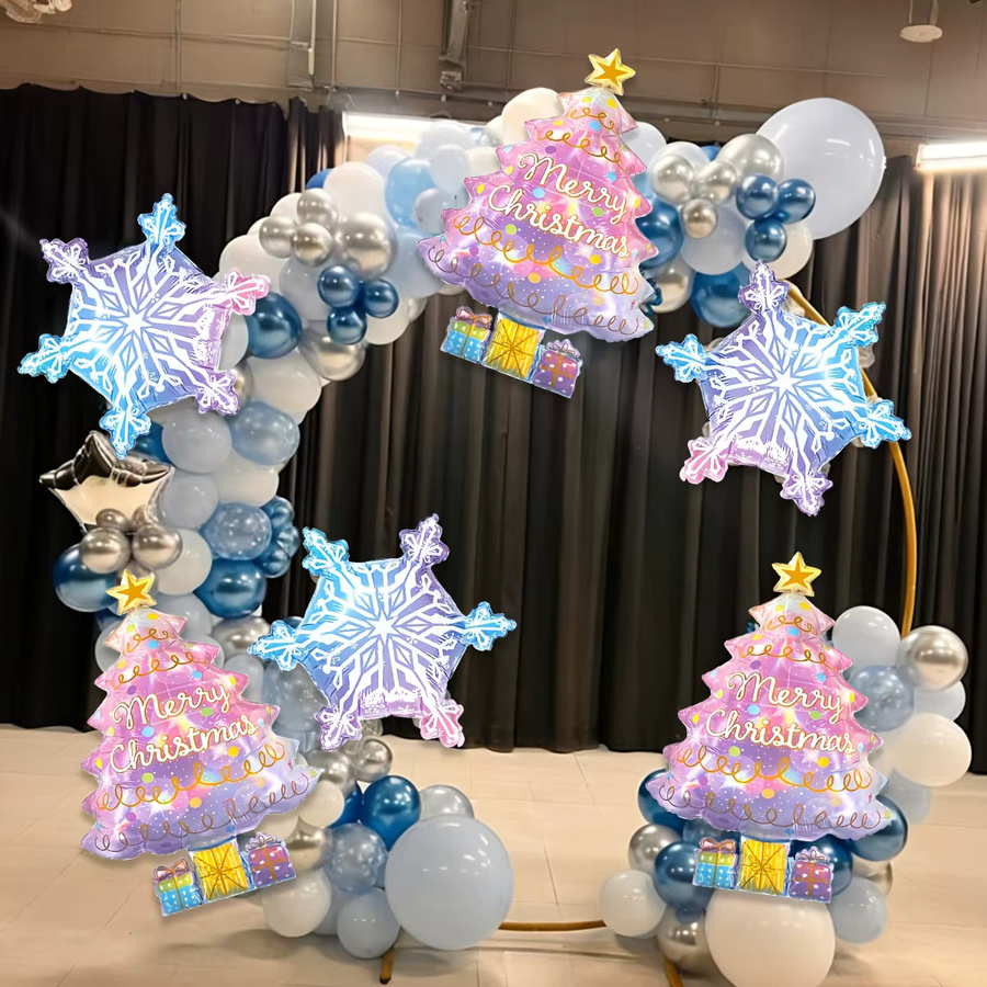 6er Set Weihnachtsdekoration mit rosa Gradienten Schneeflocken, Mini Geschenkboxen und Ballons für deinen Weihnachtsbaum und deine Party-Dekoration - Bild 3