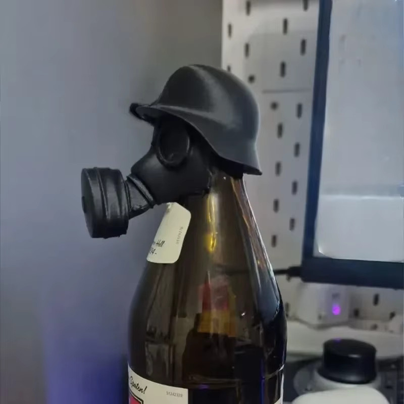 Kreativer Bierflaschenverschluss in Gasmasken-Design, schwarzer auslaufsicherer Flaschendeckel aus Kunststoff für Deine Bierflaschen - Bild 2