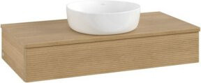 V&B Waschtischunterschrank Antao mit Frontstruktur in Honig Eiche, B/T/H: 100 x 50 x 19 cm - Bild 1