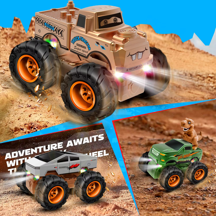 TONERJU Leuchtendes LKW-Spielzeugauto, mit T-Rex- und Dino-Figuren, mit Licht - Bild 1