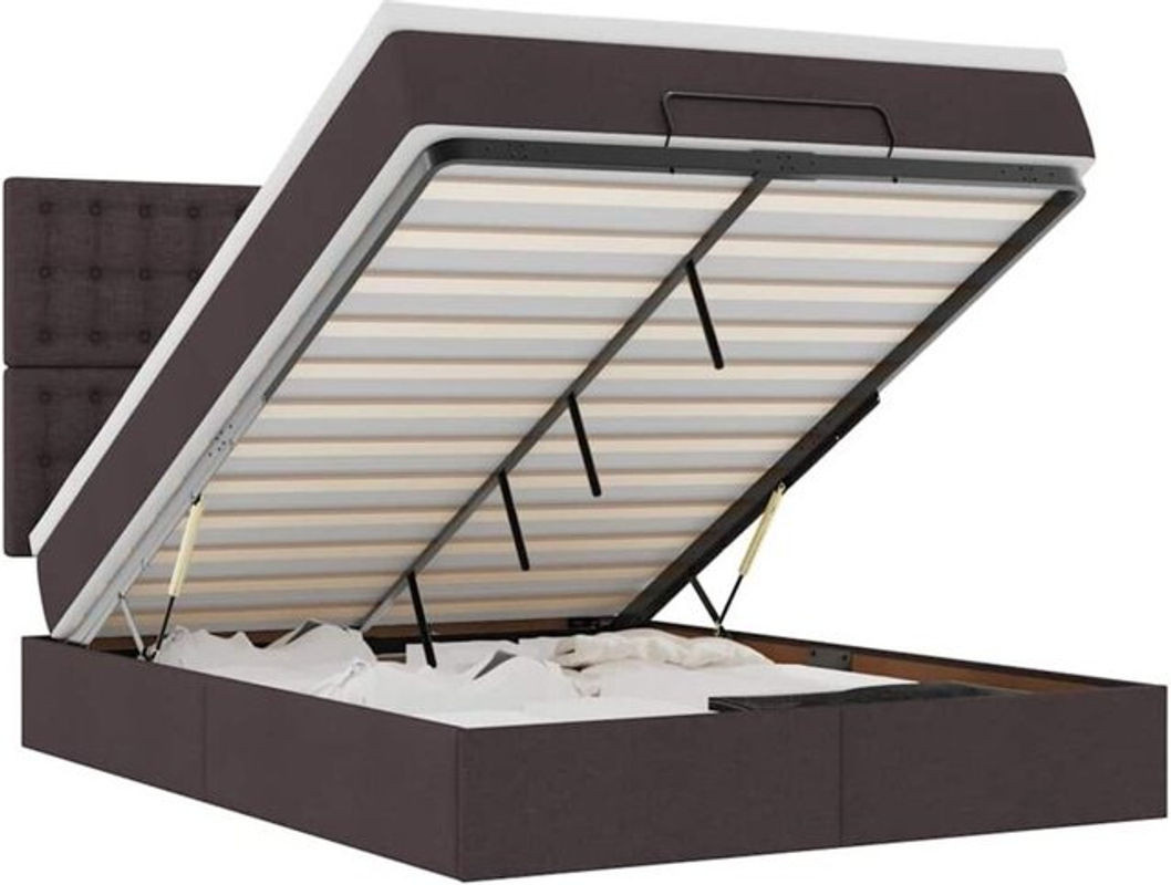 VIDAXL Polsterbett Ottoman mit Matratze und LED-Beleuchtung in Braun, B/T/H: 190 x 140 x 128 cm - Bild 1