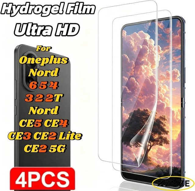 4 Stück OnePlus Hydrogel Schutzfolien transparent für Nord 2T 2 5G 3 4 5 6 Nord CE4 CE5 CE3 CE2 Lite - Bild 1