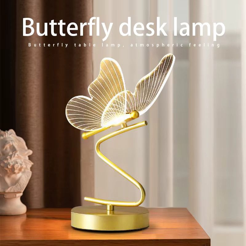 Nordische LED Schmetterlings Tischlampe mit integrierter LED und 3 Lichtfarben für Schlafzimmer und Wohnzimmer - Bild 2