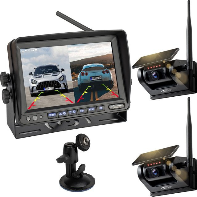 CARMATRIX Solar Rückfahrsystem mit 7 Zoll Monitor und magnetischer Rückfahrkamera in Schwarz für Wohnmobil, LKW und Transporter mit Wi-Fi - Bild 1