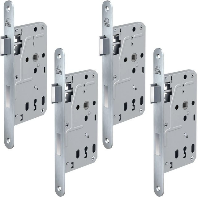 BASI Zimmertürschloss ES 927 BB DIN Links Rundstulp Edelstahl Silber 4er Set - Bild 1