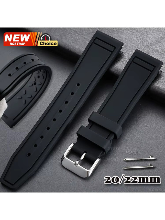 HQstrap Uhrenarmband Silikon, Schwarz, Unisex, 20 mm, 22 mm - Bild 5