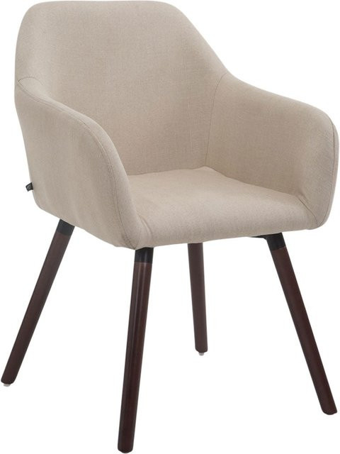 TPFLiving Besucherstuhl Achim mit Stoffbezug in Creme und Gestell aus Walnuss-Optik (Buche) B/T/H: 57,5 x 46,0 x 79,5 cm - Bild 1